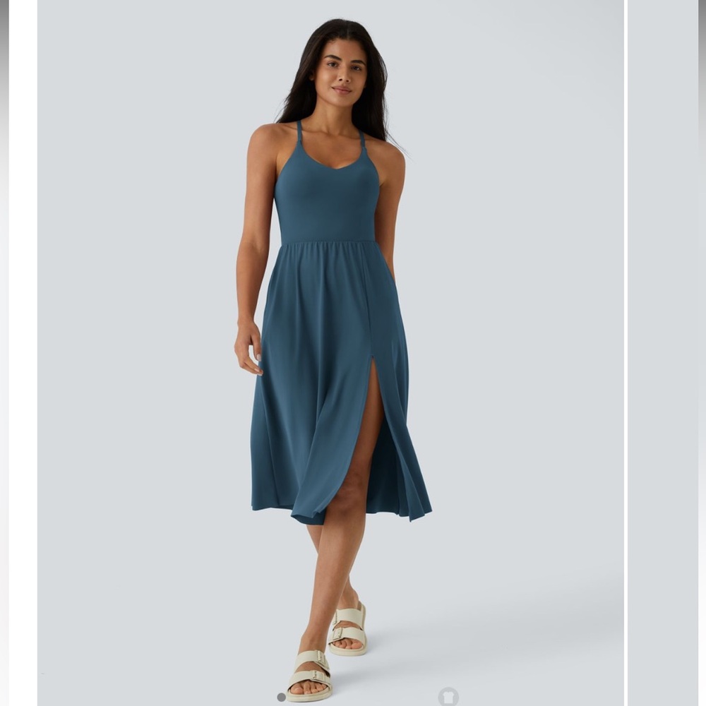 Halara Everyday Midi Chill Dress La La Land Majolica Blue